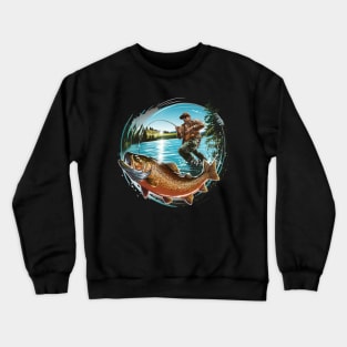 Cool Fishing For Men Women Fisherman Bass Trout Fish Hunting Crewneck Sweatshirt